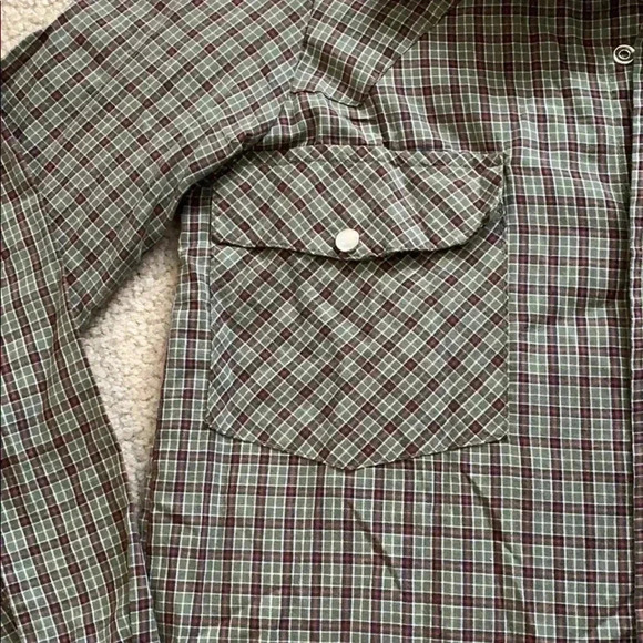 Urban Outfitters // Army Green  Plaid Button Shirt - Picture 5 of 5